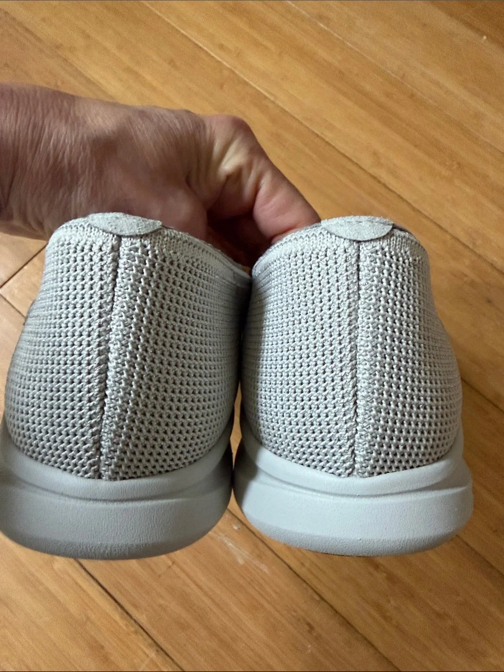 Women's Slip-On Knit Flats in Light Glittery Gray